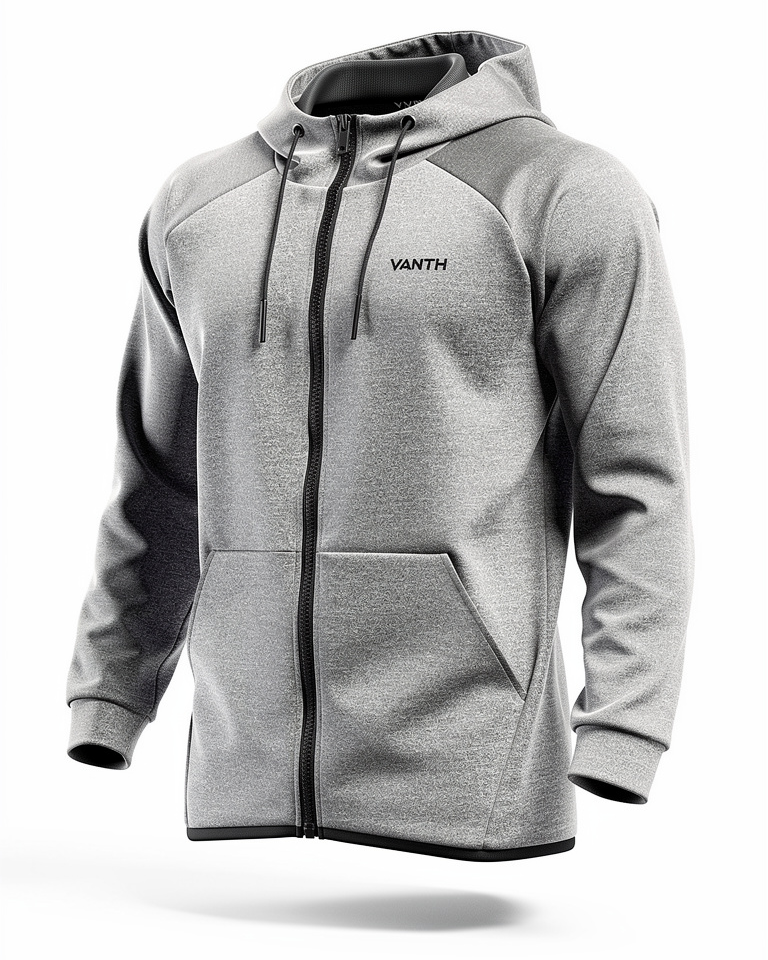 Felpa VANTH Uomo con Cappuccio e Zip - Giacca Sportiva Imbottita per Fitness