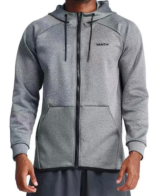 Felpa VANTH Uomo con Cappuccio e Zip - Giacca Sportiva Imbottita per Fitness
