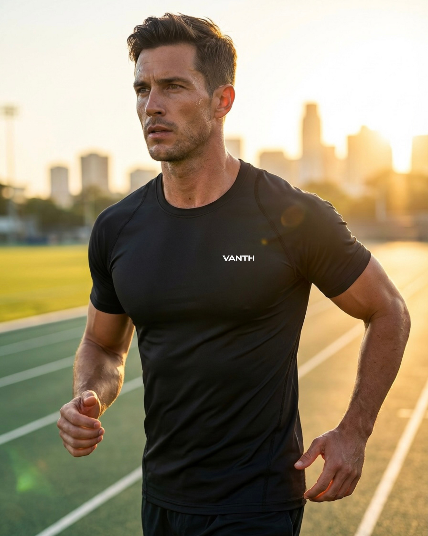 T-Shirt Sportiva VANTH Uomo Slim Fit - Maglietta Aderente Traspirante per Palestra