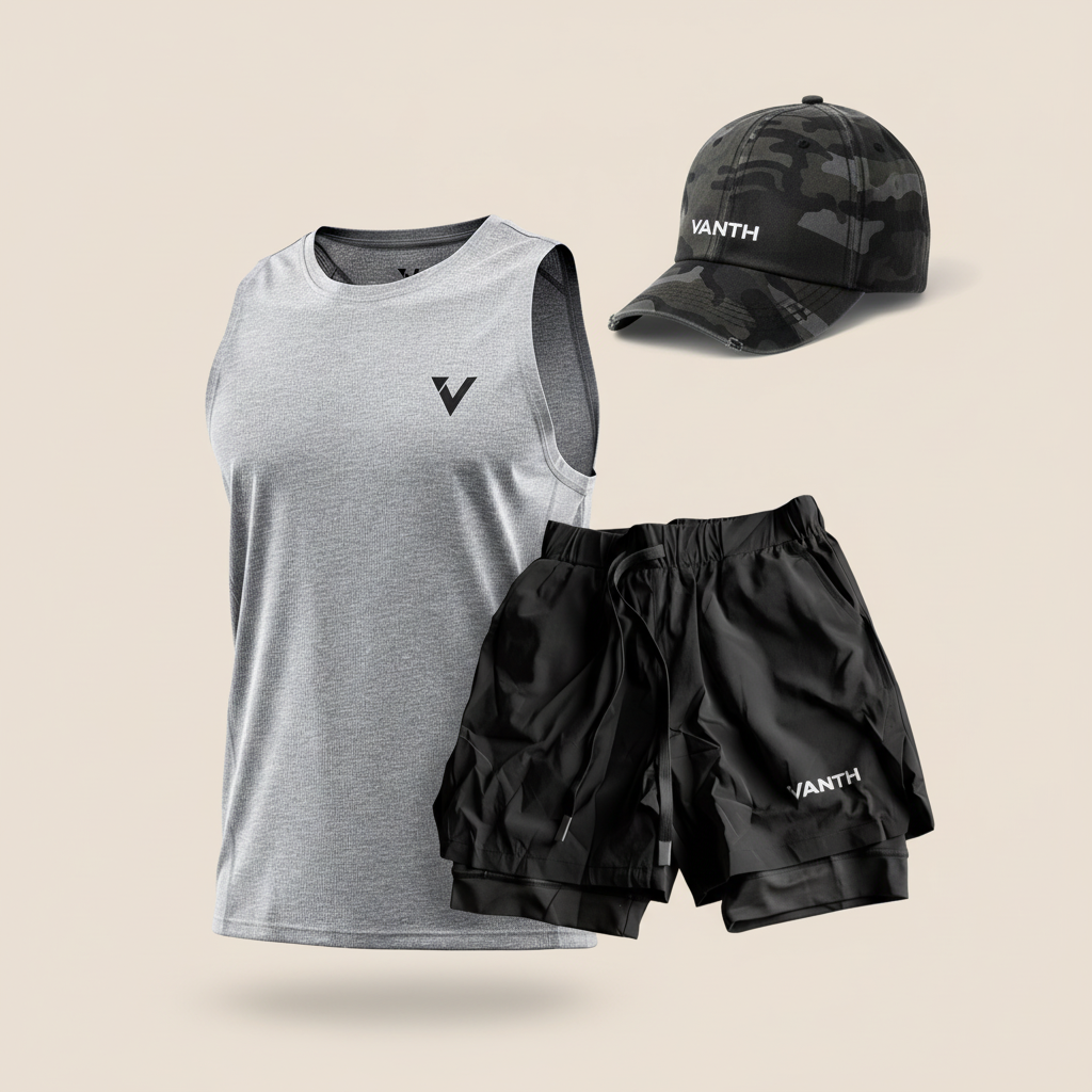 VANTH Gymbro Training Set con shorts neri